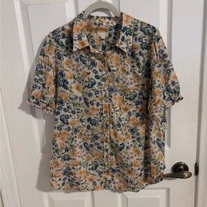 Pilcro Multicolor Floral Short Sleeve Shirt.